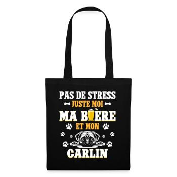 Humour Apéro Bière Papa Chien Carlin - Sac en tissu - noir - Devant