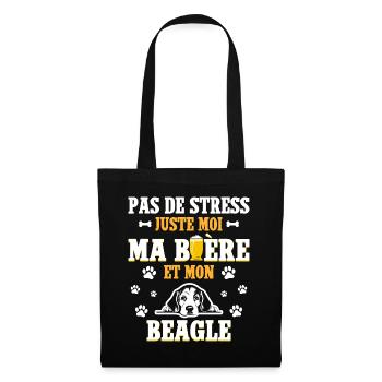 Humour Apéro Bière Papa Chien Beagle - Sac en tissu - noir - Devant