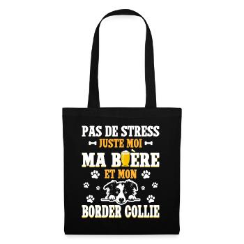 Humour Bière Papa Chien Border Collie - Sac en tissu - noir - Devant