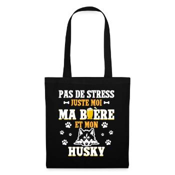 Humour Apéro Bière Papa Chien Husky - Sac en tissu - noir - Devant