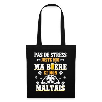 Humour Apéro Bière Papa Chien Maltais - Sac en tissu - noir - Devant