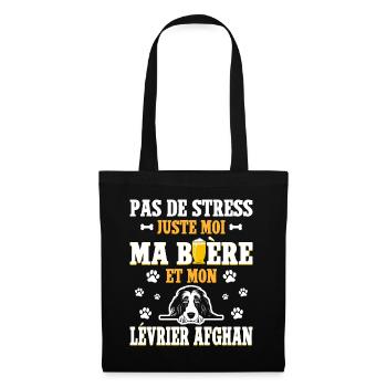 Humour Bière Papa Chien Lévrier Afghan - Sac en tissu - noir - Devant