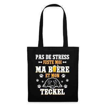 Humour Apéro Bière Papa Chien Teckel - Sac en tissu - noir - Devant