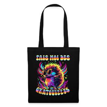 Hérisson Drôle Câlin Gratouille Couple - Sac en tissu - noir - Devant