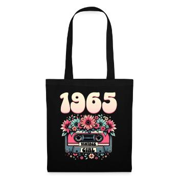 Cassette 1965 Anniversaire Femme 60 Ans - Sac en tissu - noir - Devant