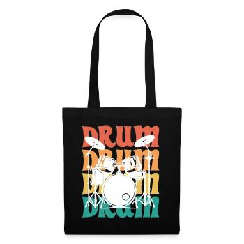 Batterie Vintage Musicien Batteur - Sac en tissu - noir - Devant