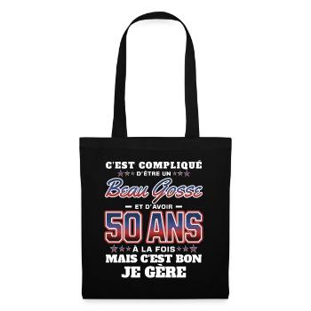 Humour Homme 50 ans Fête Anniversaire - Sac en tissu - noir - Devant