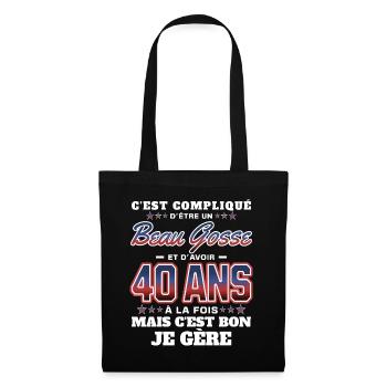 Humour Homme 40 ans Fête Anniversaire - Sac en tissu - noir - Devant