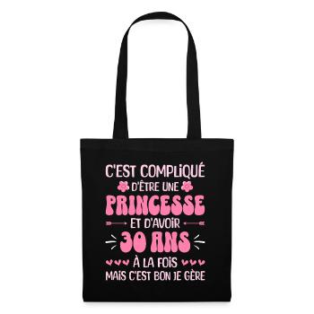 Femme Princesse Anniversaire 30 Ans - Sac en tissu - noir - Devant