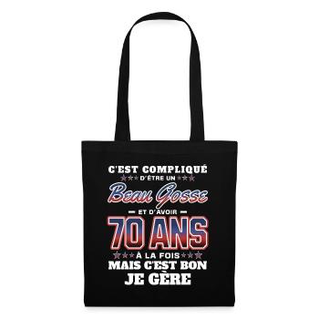 Humour Homme 70 ans Fête Anniversaire - Sac en tissu - noir - Devant