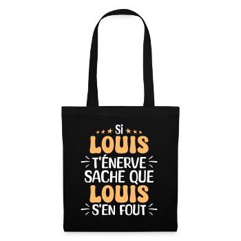 Nom Humour Prénom Personnalisé Louis - Sac en tissu - noir - Devant