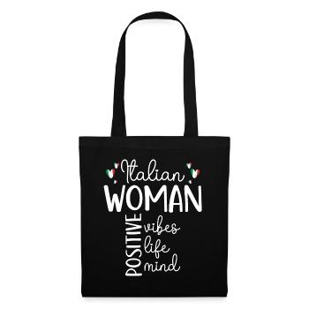 Positives Mädchen Italienische Frau - Stoffbeutel - Schwarz - Vorne