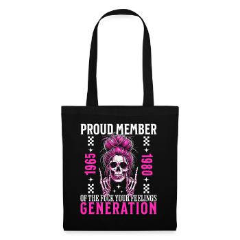 Frau Totenkopf Humor Generation X - Stoffbeutel - Schwarz - Vorne