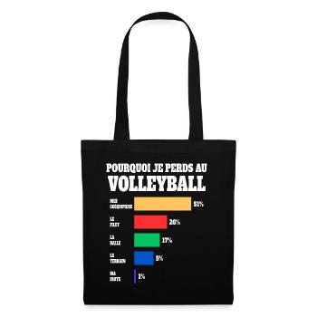 Maillot Humour Joueur Volleyball - Sac en tissu - noir - Devant