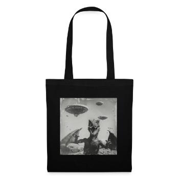 Dragon Selfie with UFO Weird 50s Photo 4 - Stoffbeutel - Schwarz - Vorne
