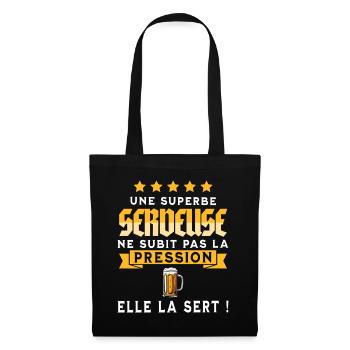 Bière Bar Barwoman Serveuse Humour - Sac en tissu - noir - Devant