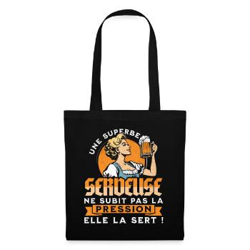 Bière Bar Barwoman Serveuse Humour - Sac en tissu - noir - Devant