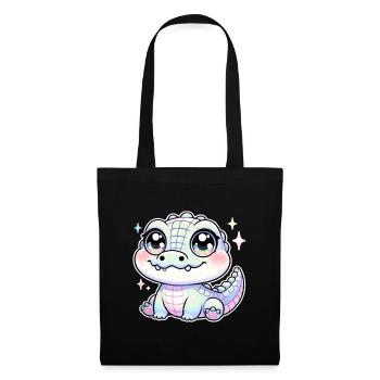 Super Cute Kawaii Baby Crocodile - Stoffbeutel - Schwarz - Vorne