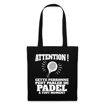 Joueur De Padel Raquette Padeliste - Sac en tissu - noir - Devant