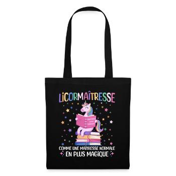 Licormaitresse Licorne Enseignante - Sac en tissu - noir - Devant