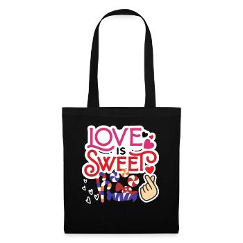 14. Februar Valentinstag-Geschenk Süssigkeiten - Stoffbeutel - Schwarz - Vorne