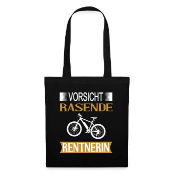 Rentnerin E-Bike Radfahrerin - Stoffbeutel - Schwarz - Vorne