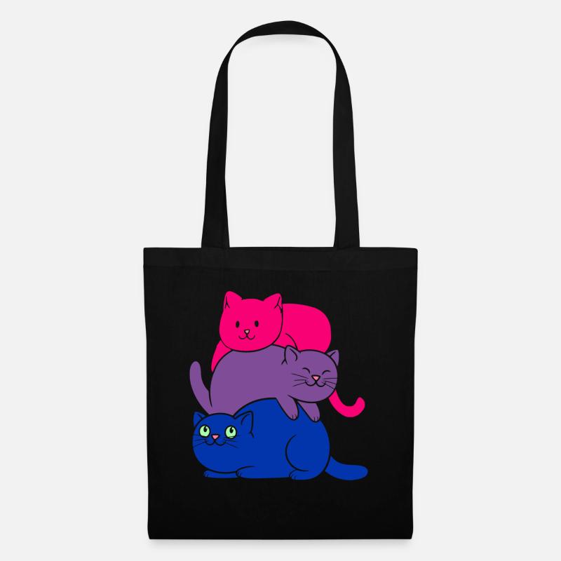 Bisexual Pride Cat Bisexual Cute Cats Pile - Stoffbeutel - Schwarz