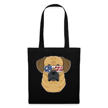 Puggle USA Sunglasses I American Flag Puggle - Tote Bag - black - Front