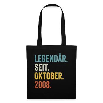 14 Jahre Legendär Seit Oktober 2008 14. Geburtstag - Stoffbeutel - Schwarz - Vorne