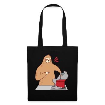 Sloth Cooking Falling Asleep Ironic Cute Sloth - Tote Bag - black - Front