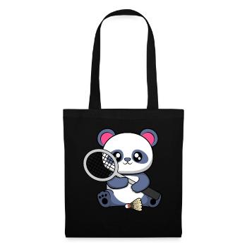 Ours panda jouant au badminton, Hobby Sports - Sac en tissu - noir - Devant