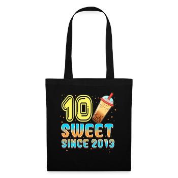 10. Geburtstag Bubble Tee - Stoffbeutel - Schwarz - Vorne
