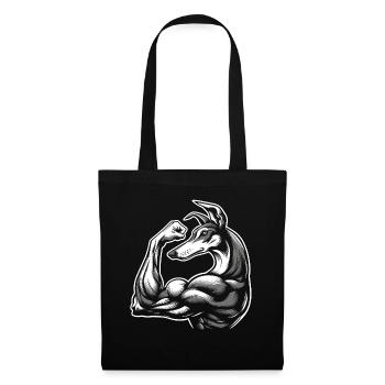 Podenco muscu gros biceps - Sac en tissu - noir - Devant