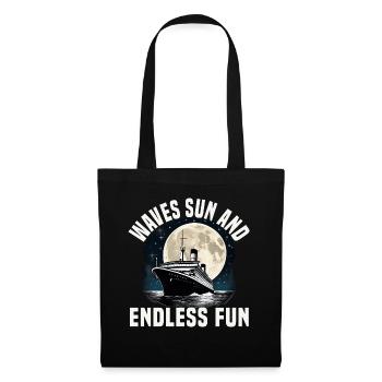 Waves Sun And Endless Fun Cruise Ship Vacation - Tote Bag - black - Front