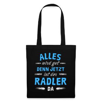 Alles wird gut denn jetzt ist der Radler da - Stoffbeutel - Schwarz - Vorne