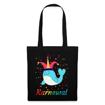 Karnewal Kölner Karneval Konfetti Wal Narrenkappe - Stoffbeutel - Schwarz - Vorne