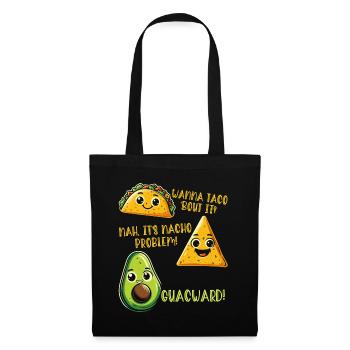 Lustiger Spruch Taco Nacho Avocado Humor Witzig - Stoffbeutel - Schwarz - Vorne