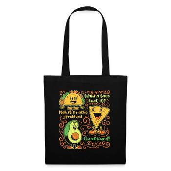 Lustiger Spruch Taco Nacho Avocado Humor Witzig - Stoffbeutel - Schwarz - Vorne