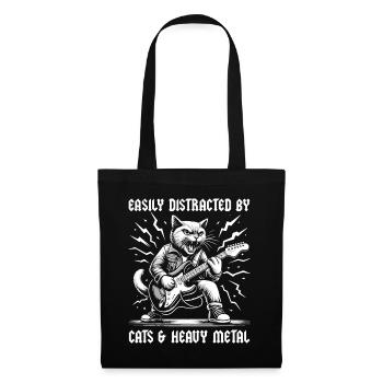 Chat Heavy Metal Musique Dire Humour Drôle - Sac en tissu - noir - Devant