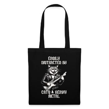 Chat Heavy Metal Musique Dire Humour Drôle - Sac en tissu - noir - Devant