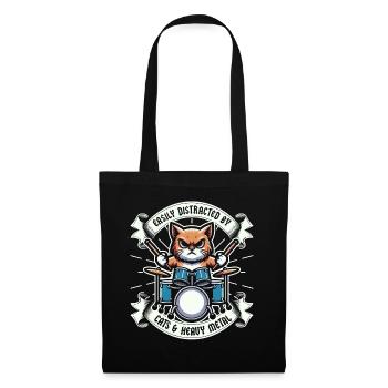 Chat Heavy Metal Musique Dire Humour Drôle - Sac en tissu - noir - Devant