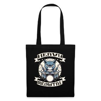 Heavy Metal Katze Musik Humor lustige Geschenkidee - Stoffbeutel - Schwarz - Vorne