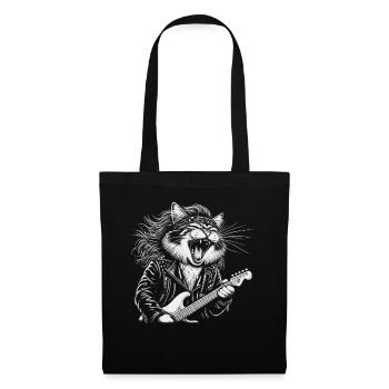 Rock Music Cat Funny Humor Gift Idea - Tote Bag - black - Front
