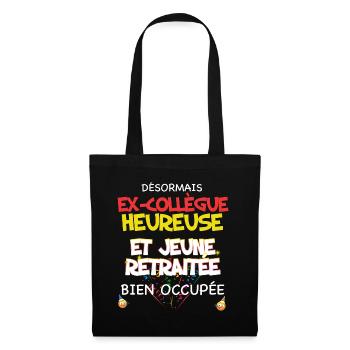 Collègue cadeau départ retraite Femme - Sac en tissu - noir - Devant