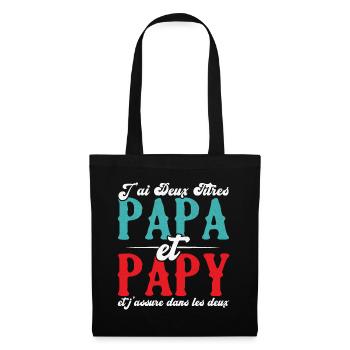 J'ai deux titres papa et papy - Sac en tissu - noir - Devant