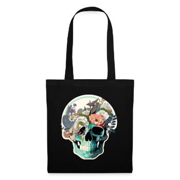 Human Skull and Flowers 34 - Tote Bag - black - Front