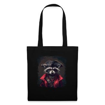 Waschbär Pirat - Stoffbeutel - Schwarz - Vorne