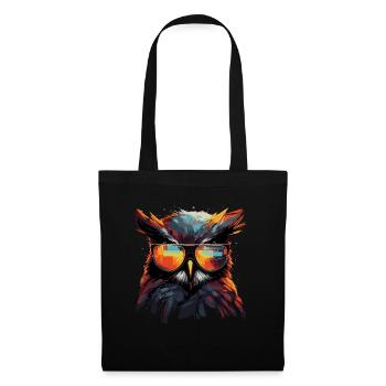 Funny owl with glasses - Tote Bag - black - Front