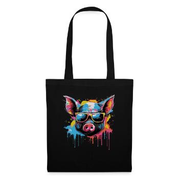 Funny piglet with sunglasses - Tote Bag - black - Front