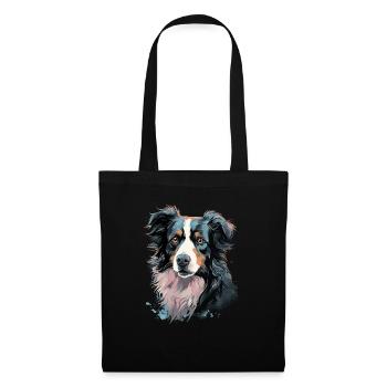 Border Collie Chien - Sac en tissu - noir - Devant
